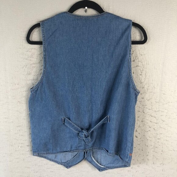 Vintage Way To Go Denim Vest Womens Large Noahs Ark Embroidered Animals 90s Rare - Picture 2 of 15